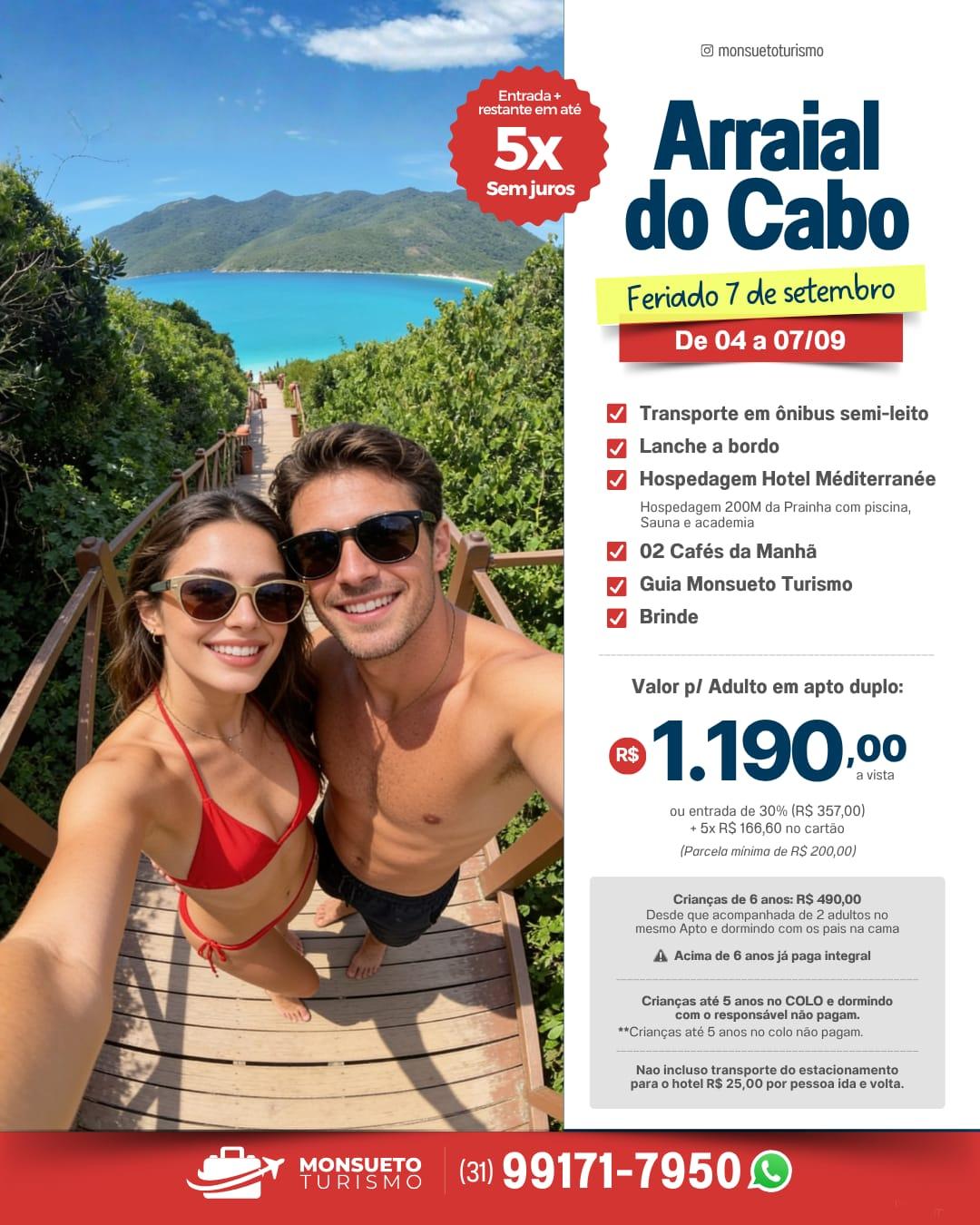 Pacote para Arraial do Cabo